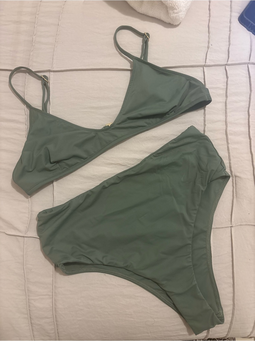High-Waist Olive Green Bikini Set - Women Swim - Picture 2 of 5